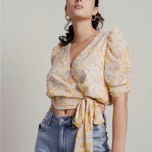 Floral Wrap Top in Yellow by [Brand]